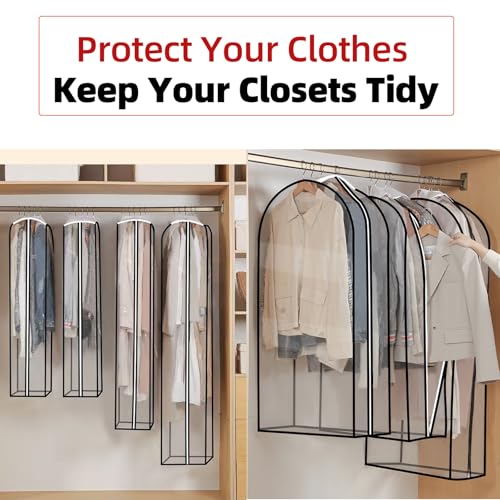 Clear Garment Bags for Hanging Clothes 3-piece set(43,50,60) inch | Storage Bags With Zipper for Shirts, Suit,Jackets,Coats,sweater,Long Dresses,wedding,gowns,etc. - size: 43+50+60inch