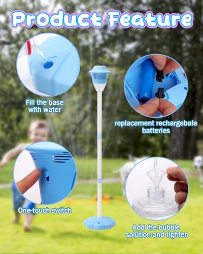 2Pcs Automatic Bubble Machine for Kids,Standing Torch Bubble Maker with Light/Music for Toddlers, Height Adjustable Up 21 to 47 Inches,Pecfect for Birthday and Outdoor Party, Gifts - style: Classic 2pcs
