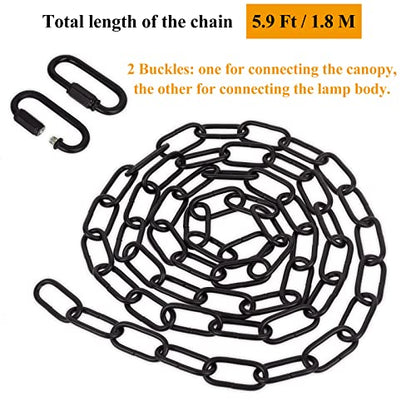 Heavy Duty Light Fixture Canopy Kit 5.3 Inches Diameter & 5.9 Feet Chain Ceiling Mounting Hardware for Pendant Light, Chandelier or Swag Light Fixtures, Matte Black - color: Black