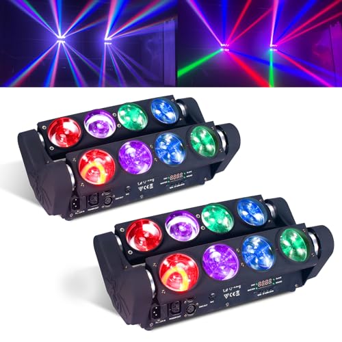 8x15W Spider Moving Head Light LED RGBW 4in1 Portable Stage Light, Strobe Party Beam DJ Lighting DMX 512 & Sound Activated for KTV Disco Party Event 2 Pack - color: 8x15W 2pack