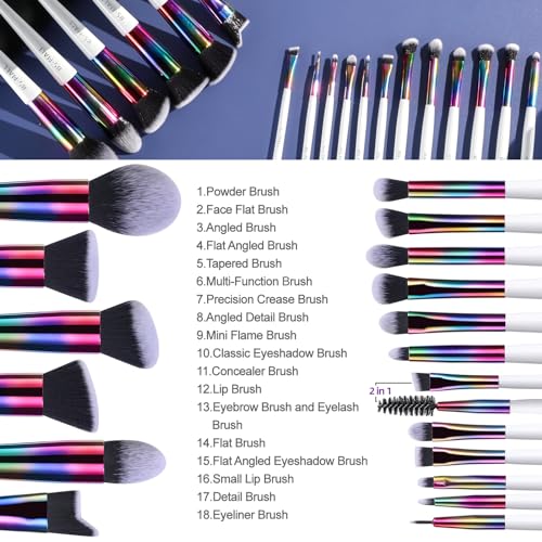 BS-MALL Makeup Brushes Makeup Tools Kit Premium Synthetic Powder Foundation Contour Concealers Lip Brushes Set 18 Pcs - color: E-white
