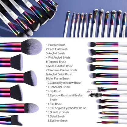 BS-MALL Makeup Brushes Makeup Tools Kit Premium Synthetic Powder Foundation Contour Concealers Lip Brushes Set 18 Pcs - color: E-white