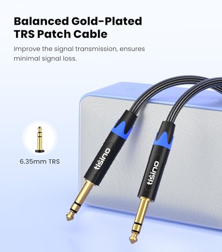 Tisino 1/4 inch TRS Cable, Quarter inch 1/4 TRS to TRS Balanced Stereo Audio Cable Male to Male Pro Interconnect Cable, Nylon Braid - 10 FT - size: 10 feet