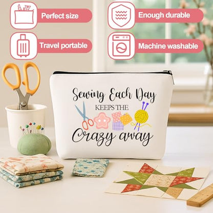 Reginary 12 Pcs Sewing Gifts for Quilters Sewing Makeup Bags | Quilt Cosmetic Travel Bags, Organizer Toiletry Zipper Pouches for Women Mother Grandma Wife, Friends Christmas Birthday Gifts - style: Sewing