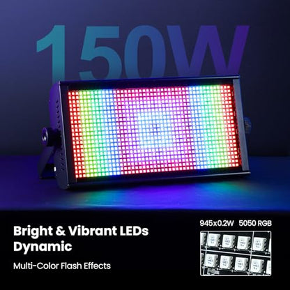 Betopper Stage Strobe Light Bar, 945 * 0.5W RGB LED Stage Light Bar with 7x15 Pixel Control Zones,30Hz Strobe Speed,DMX512 Sound-Active Flash DJ Light Bar,Disco Wash Lighting for Club,4 Packs