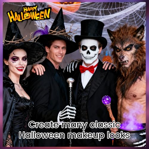 YBUETE Red Black White Oil Based Face Paint Kit for Halloween Cosplay SFX - color: Red+Black+White