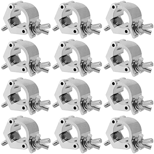 12 Pack Aluminum Alloy Stage Lighting Truss Clamp, Heavy Duty O-Clamp for DJ Lighting, Fits 1.18-1.38 Inch OD Tube/Pipe, 220 Lbs Load Capacity