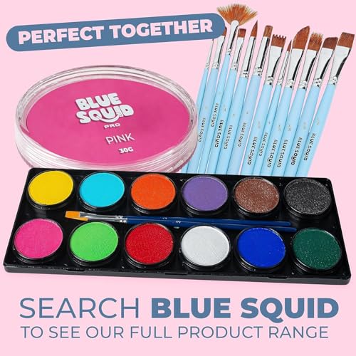 Blue Squid Face Paint Water Based Single Cake Professional Face Paint & Body Paint - Water Activated, Kids Adults Face Painting for Costume, Halloween Makeup, Cosplay - Classic Pink Face Paint 30g - color: Classic Pink 30g
