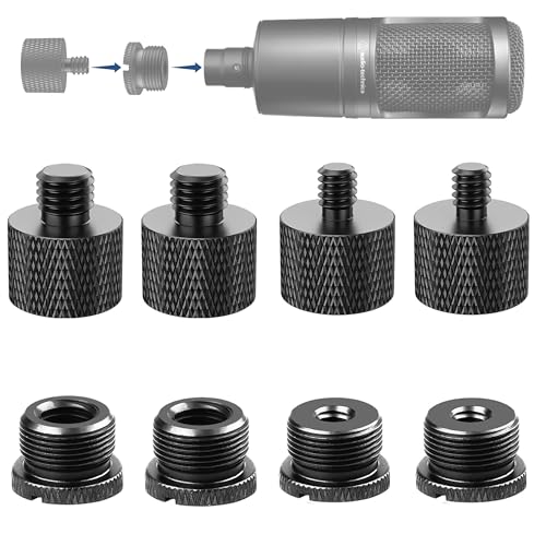 IXTECH Mic Stand Adapter Set 8 pieces Metal Microphone Stand Screw Thread Adapter 5/8 Female to 3/8 Male 3/8 Female to 5/8 Male 5/8 Female to 1/4 Male 1/4 Female to 5/8 Male Tripod Adapter ADP02 Black - color: ADP02 Black