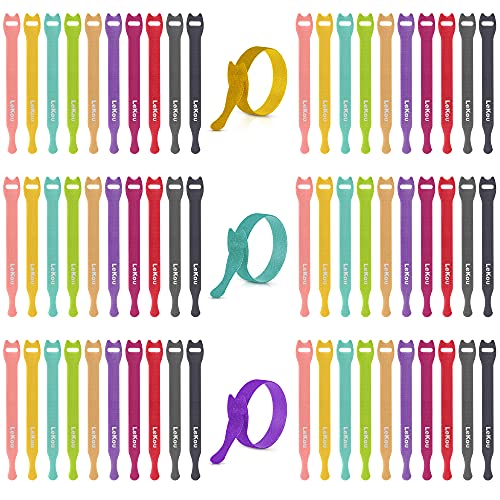 Cable Ties, 60 PCS 8 Inch Fastening Cable Straps, Reusable Hook and Loop Straps Wire Management, Cord Organizer Ties for Home Desk Office Organization - size: 8 inch