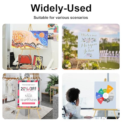 Falling in Art 65" A-Frame Wooden Tripod Easel Stand (Gold) | Display Easel with Adjustable Canvas Holder, Floor Easel for Wedding Signs, Posters, Paintings, Artwork - color: Gold-1 Pack