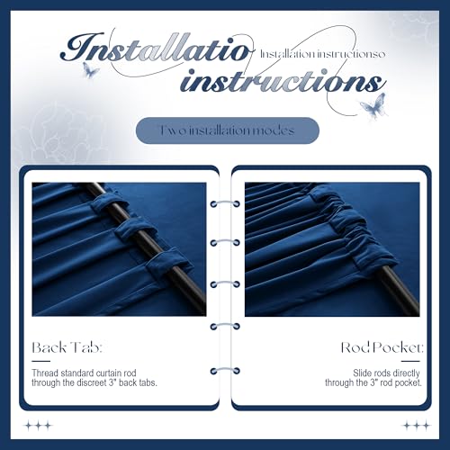 Manyshofu Navy Blue Velvet Curtains, 2 Panels Blackout 52x84 | Luxurious Velvet Feel, Thermal Insulated Noise Reducing, Dual Back Tab And Rod Pocket Hanging, Machine Wash Fade-Resistant - color: Navy Blue, size: 52"W x 84"L (Pack of 2)