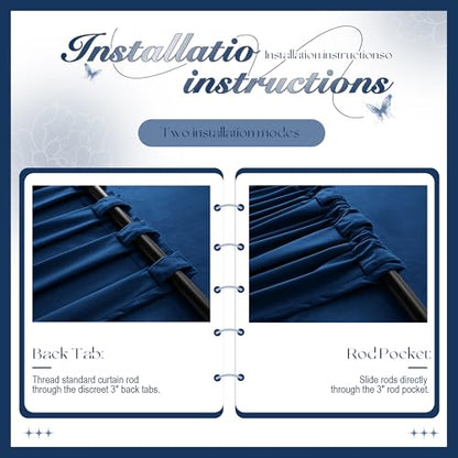 Manyshofu Navy Blue Velvet Curtains, 2 Panels Blackout 52x84 | Luxurious Velvet Feel, Thermal Insulated Noise Reducing, Dual Back Tab And Rod Pocket Hanging, Machine Wash Fade-Resistant - color: Navy Blue, size: 52"W x 84"L (Pack of 2)