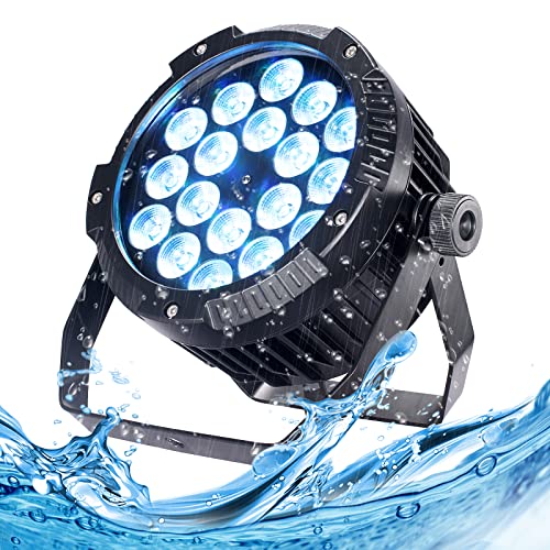 Outdoor Waterproof Par Lights, IP65 Stage Light, LED Uplights with DMX512 Sound Activated, DJ Lighting for Christmas Event Party Wedding Disco (1, 6 Colors Mixed)