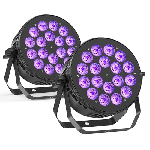 Stage Par Lights, 18X10W RGBW 4-in-1 LED DJ Par Can Light, Full Cast-Aluminum Party Uplight with Strobe Wash Effect by DMX512 & Sound Activated for Wedding Festival Event DJ Live Show - 2 Pack - size: 2 Pack