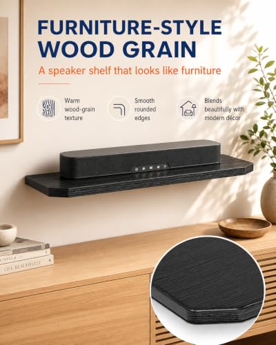 BYMECOST Soundbar Mount, Wooden-Style Heavy Duty Wall Bracket Mount | Universal Sound Bar Mount Bracket Fits Most of Sound Bars, Floating Wall Shelf Holds up to 88LBS for Samsung Sony JBL Vizio - color: Style 1