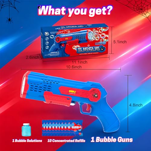 PANACARE Automatic Bubble Gun for Kids,Bubble Gun with 10000+ Bubbles/Min /10 Bubble Holes/LED Light, Bubble Machine Gift for Garden, Party, Wedding, Best Gifts idea (Blue)