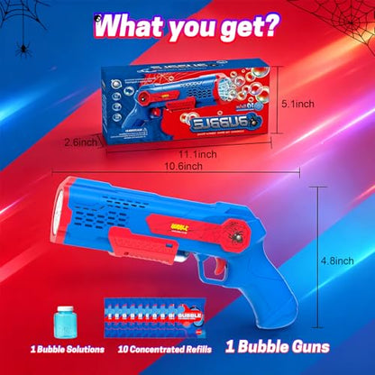 PANACARE Automatic Bubble Gun for Kids,Bubble Gun with 10000+ Bubbles/Min /10 Bubble Holes/LED Light, Bubble Machine Gift for Garden, Party, Wedding, Best Gifts idea (Blue)