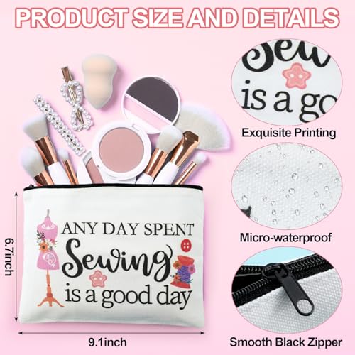 Reginary 12 Pcs Sewing Gifts for Quilters Sewing Makeup Bags | Quilt Cosmetic Travel Bags, Organizer Toiletry Zipper Pouches for Women Mother Grandma Wife, Friends Christmas Birthday Gifts - style: Sewing