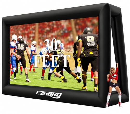 CZGBRO Inflatable Projector Screen for Outside, 30FT Movie Screen | Outdoor Portable Blow Up Projector Screen with Air Blower for Family Movie Nights - size: 30FT