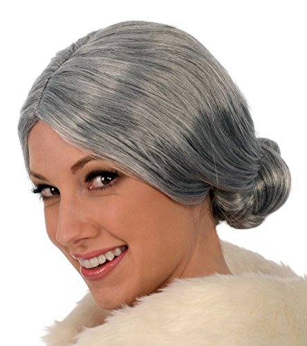 Kangaroo Grey Old Lady Wig with Bun for Adult Women - Old Lady Costume Wig Grandma & Mrs Claus Cosplay - Synthetic Elderly Hair Gray Wigs for Women for Halloween Party - Theater Dressup Accessory | Old Lady Costume Wig Grandma & Mrs Claus Cosplay - Synthe