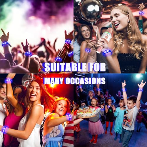 24 Pcs LED Glow Bracelets Sound Activated Led Flashing Bracelet Music Control Light Up Bracelets,Glow in The Dark Party Supplies For Birthday Carnival Concerts Night Events Christmas Gift (blue) - color: Blue