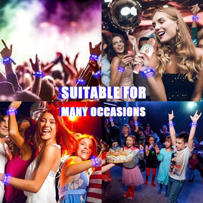 24 Pcs LED Glow Bracelets Sound Activated Led Flashing Bracelet Music Control Light Up Bracelets,Glow in The Dark Party Supplies For Birthday Carnival Concerts Night Events Christmas Gift (blue) - color: Blue