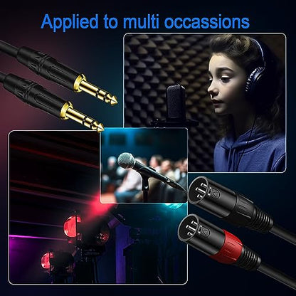 LanSenSu XLR to 1/4 TRS Stereo Adapter,XLR Male to 1/4 Inch (6.35mm) Stereo Balanced Microphone Stereo Audio Converter AdapterCable 2Pack(6.35mm to XLR Male-10ft) - size: 6.35mm to XLR Male-10ft