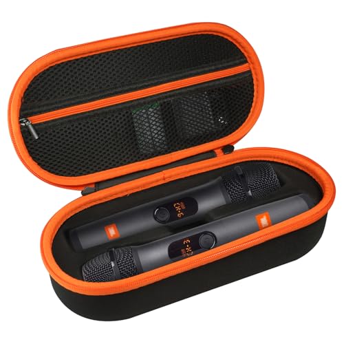 Wireless Microphone Case Fits for JBL Wireless 2 Microphone System | Handheld Dual Mic Carrying Case, Travel Bag for JBL Mic, Receiver, Batteries and Adapter, Karaoke - Orange (Box Only) - color: Orange