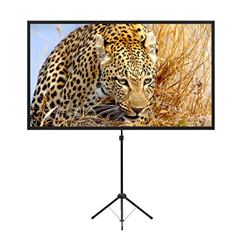 Portable Projector Screen with Stand, Outdoor Movie Screen, 80 Inch 16:9, Light-Weight, Mobile and Compact, Easy Setup and Carrying, Projection Screen with 1.2 Gain Glass Fiber, Idea for Home Cinema. - size: 80 inch