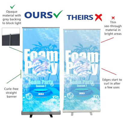Retractable Roll up 33.5''x 81'' Customized Banner Sign Pull up Roll up Portable Personalized Display Banner for Business and Trade Shows Advertising and Promotion（Without Base and Stand） - color: Only Banner