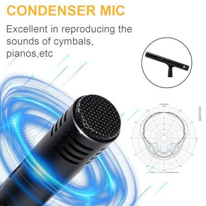 W IN-MIX G7 7-Piece Drum Mic Kit – All-Metal Construction with XLR Outputs, Dynamic Mics for Kick, Snare, Toms & Condenser Overheads for Studio Recording & Live Performance