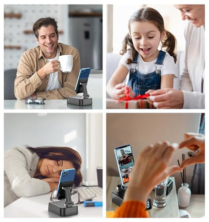 Gifts for Men Women, Phone Stand with Bluetooth Speaker 360° Rotable Angle | Phone Holder for Desk/ HD Subwoofer Sound/ Fits Smart Phones/Alarm Clocks - color: All Black