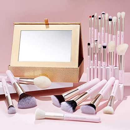 Jessup Makeup Brushes Set Professional Makeup Brush Eyeshadow Blending Powder Foundation Blusher Concealer 25pcs with Cosmetics Storage Box, Blushing Bride T295 - color: X-Blushing Bride+Storage Box