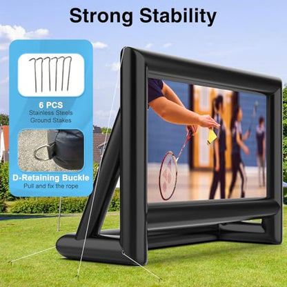 Estgora 19FT Inflatable Projector Screen for Outside, Blow Up Movie Screen Outdoor, Inflatable Movie Screen with Air Blower, Front & Rear Projection Screens for Outdoor Movie Night Backyard Pool Fun - size: 19FT