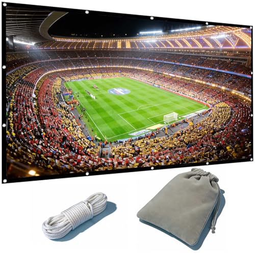 Projector Screen 200 Inch Giant Outdoor Movie Screen,Portable&Foldable,16:9,Double Sided Thick Canvas Projection Screen (174"x98" Viewing Area) with 12M Rope and Storage Bag - size: 200INCH