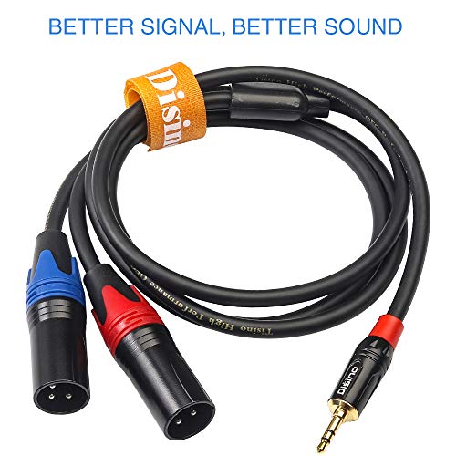 1/8 Inch to Dual XLR Male Y-Splitter Cable,Unbalanced 3.5mm Mini Jack TRS Stereo to Double Male XLR Adapter Interconnect Breakout Patch Cord - 6.6 Feet/2 Meters - size: 6.6 Feet