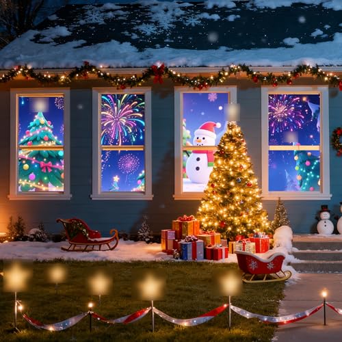 40" x 60" Holographic Rear Projection Screen for Christmas, Window Projector Screen Portable Foldable with Mounting Kit, Double Sided Hologram Illusion Video Projector Screen for Indoor Outdoor Use - size: 40"W x 60"H
