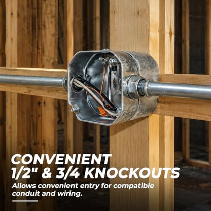OHLECTRIC 4" Square Steel Work Box Extension Rings (4 Pack)| 1-1/2" Deep Box Ring with 1/2” & 3/4” Knockouts, Fire Rated | Ideal for Lighting Fixtures, Switches and Receptacles - size: 1/2" & 3/4" KO Extension Ring