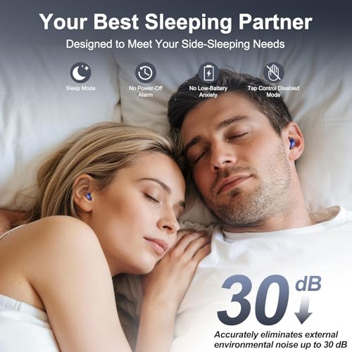 Sleep Earbuds Bluetooth 6.0 in Ear, Sleep Headphones with Sleep Monitor APP, 2026 Mini Sleep Ear Buds with Small Earplugs for Side Sleepers, 48H Playtime Sleep Earphones with Sleep Mode Deep Blue