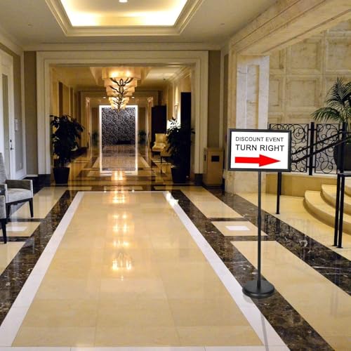 KOOV Sign Holder 8.5x11 inch Adjustable Floor Standing Holder Stand | Round Base, 2Pack Pedestal Design Sign Stand, Indoor/Outdoor Use, Advertisement Display - size: 8.5 x 11 Inches,2pack