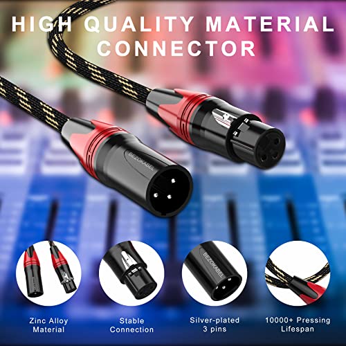 XLR Cables, Short XLR Cables 1.5ft 6packs, Microphone Cable Male to Female Nylon Braided 3 Pins - size: 1.5ft