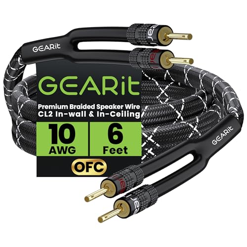GEARit 10 Gauge OFC Speaker Wire with Banana Plugs, 6 ft, Home Theater - size: 6 Feet