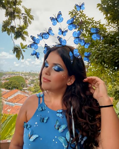 Zivyes Butterfly Fascinator Hats Women Monarch Tea Party Headband Alice in Wonderland Hat Derby Halloween Costume - color: Blue