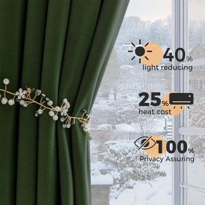 Lazzzy Green Velvet Curtains 84 Inch Long Blackout Pinch Pleated Thermal Insulated Room Darkening Modern Luxury Back Tab Window Drapes for Bedroom Living Room 2 Panels, 52 x 84 Inch, Moss Green - color: Moss, size: 52"W x 84"L (Pack of 2)