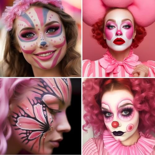 BADCOLOR Pink Face Body Paint Stick, Cream Blendable Full Coverage Eye Black Facepaints for Adult, Professional Hypoallergenic Face Painting Kit for Halloween Special Effects Cosplay Party - color: 1PCS Pink