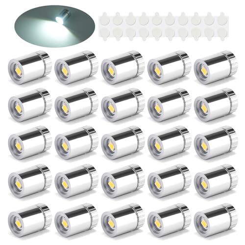 TAYSING 20 Pack Small Spotlight Battery Operated LED Lights Cordless Miniature Spot Light for Artwork, Paintings, Jewelry, Display Cases, handicrafts, Models, Toys, Puzzles(Cold White) - color: Cold White