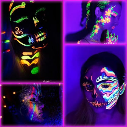 Bowitzki 30g Professional Face Paint Body Paint Water Based Face painting Makeup Safe for Kids and Adults Split Cake Single Color (Neon Yellow) - color: Neon Yellow