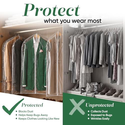 Handy Laundry Clear Vinyl Garment Bag - Protect Your Clothing While Traveling and Dust Free While Hanging in Your Closet. Ideal for Coats, Suits, Dresses or Gowns - Set of 2 (24 X 54 Inches) - size: 24" x 54", style: Clear Vinyl
