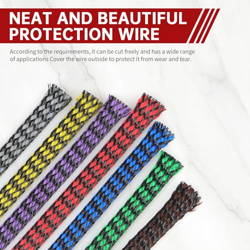 Expandable Braided Cable Sleeve, PP Yarn + PET Braided Expandable Sleeving Cable Management Protection High Density PET Wire Cover Sheath for Cables (Green Black, 12mm (15/32")-19ft) - color: Green Black, size: 12mm (15/32")-19ft